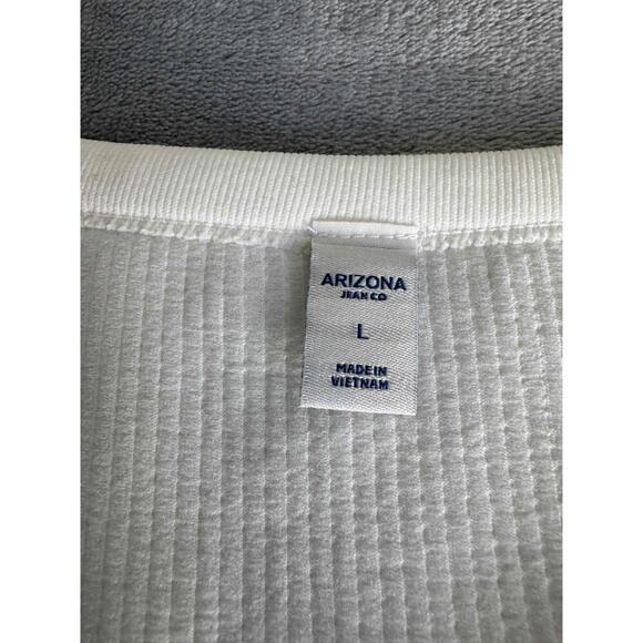 Arizona Jean Co White Ribbed Short Sleeve Square Neck Crop Top‎ Womens L - Picture 2 of 7